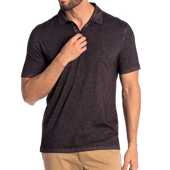 John Varvatos Star USA Gunpowder Wash Black Polo